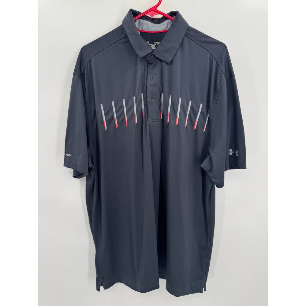 UNDER ARMOUR Gray Heat Gear Loose Fit Golf Polo Size XL